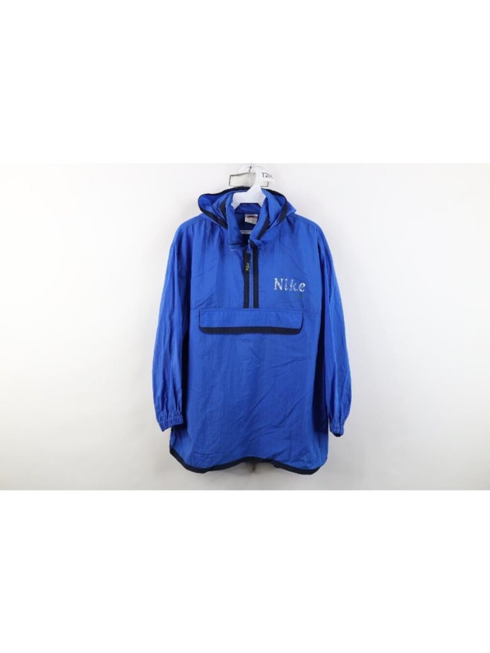 Vintage 90s Nike Mens Medium Distressed Hooded Anorak Windbreaker Jacket Blue